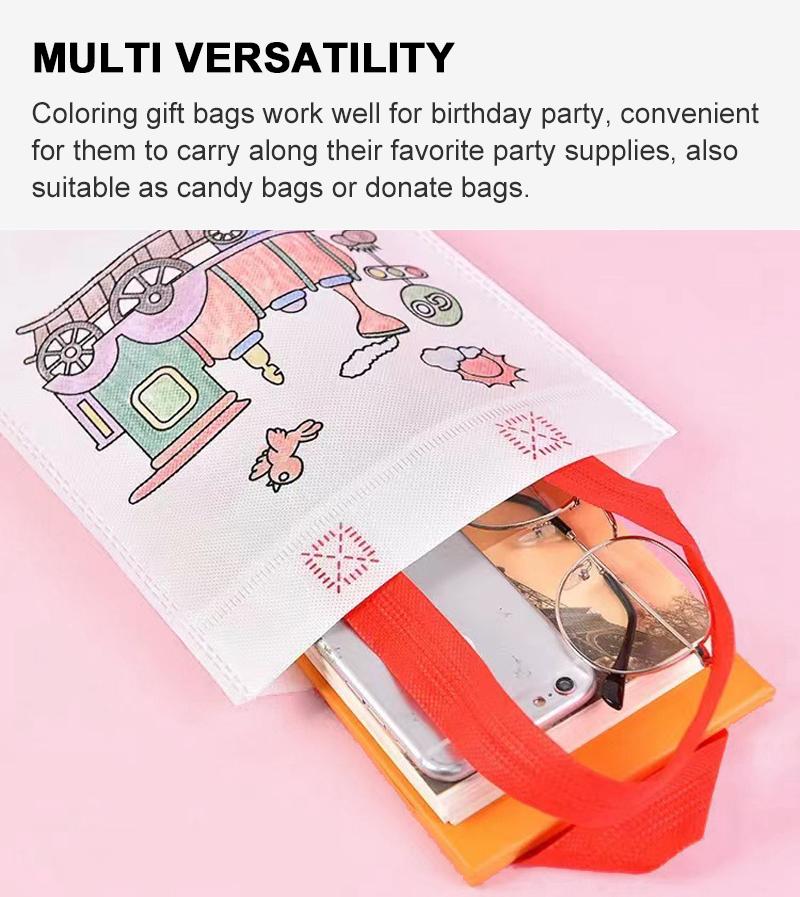 Children Drawing Toys DIY Graffiti Bag And Colored Marking Painting Non Woven Gift Bag Crafts Colorful Filling Painting Bag TMZ