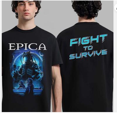 Epica 2025 Exkluzivní US Tour Merch Fight To Survive dotiskové tričko