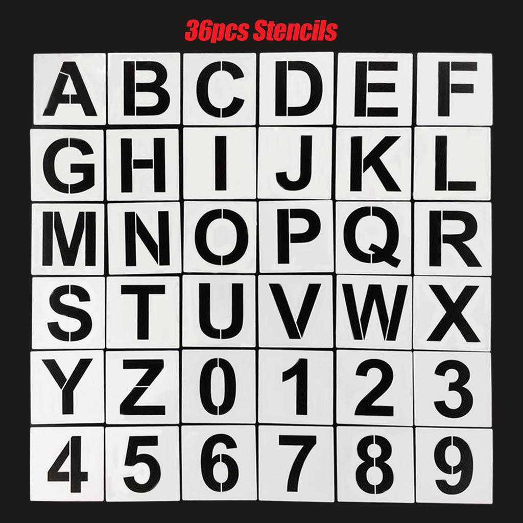 62pcs 4 Inch Letter and Number Stencils Reusable Washable Alphabet Stencils Environment-friendly PET Art Craft Templates for Painting On Wood Fabric W
