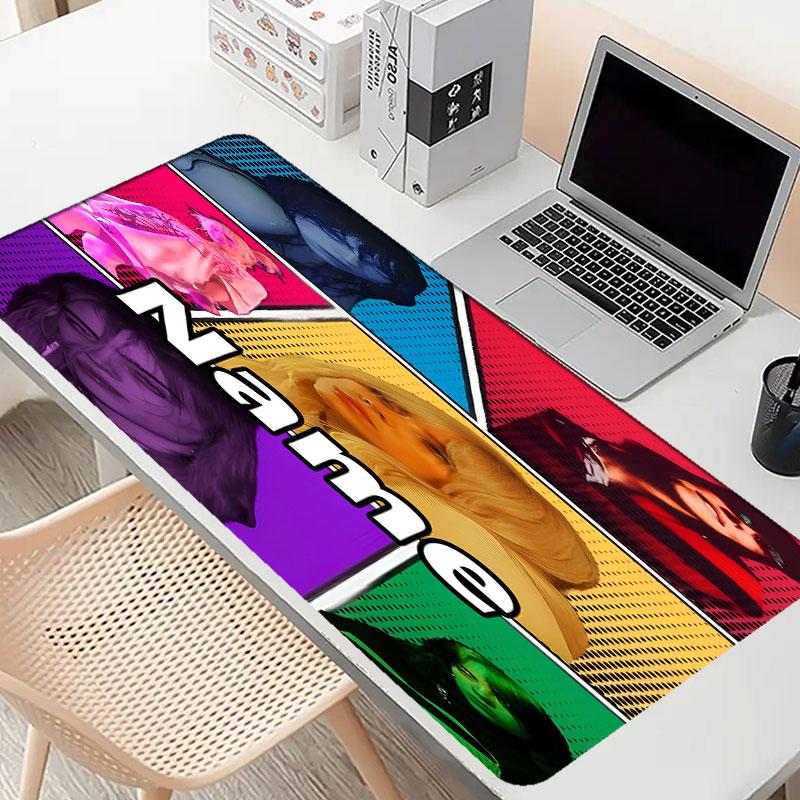 Custom Name Personalized Billie Eilish Pattern Mousepad, Laptop PC Desk Mat, Decorative Desk Mat for Home Keyboard Pad Gift