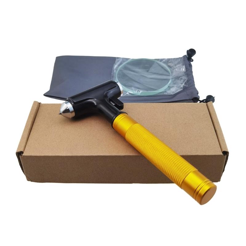 

Multi-functional Metal Safety Hammers for Vehicle Aluminium Automobile Emergency Rescue Hammers Broken Window Tools 1 золотий