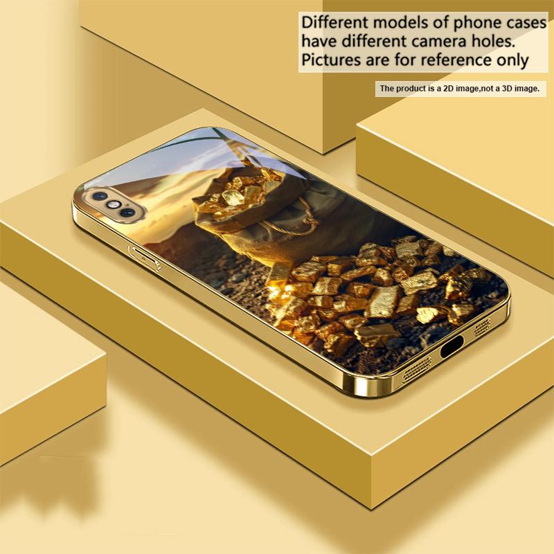 

Dark burlap money bag For IPhone 17Pro Max 16 17 Pro oMax 15 Pro 14 13 Plus 12Mini 11ProMax XR 16E Air Golden glass phone case iPhone XS