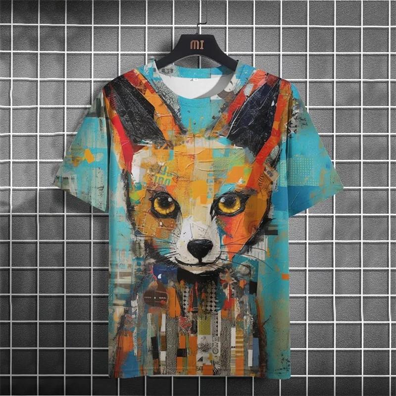 

Graffiti Abstract Pet T-shirt Men s Clothes Harajuku Street Personality T Shirts 3D Printed Colorful Art Pattern Fashion Tee Top 6XL