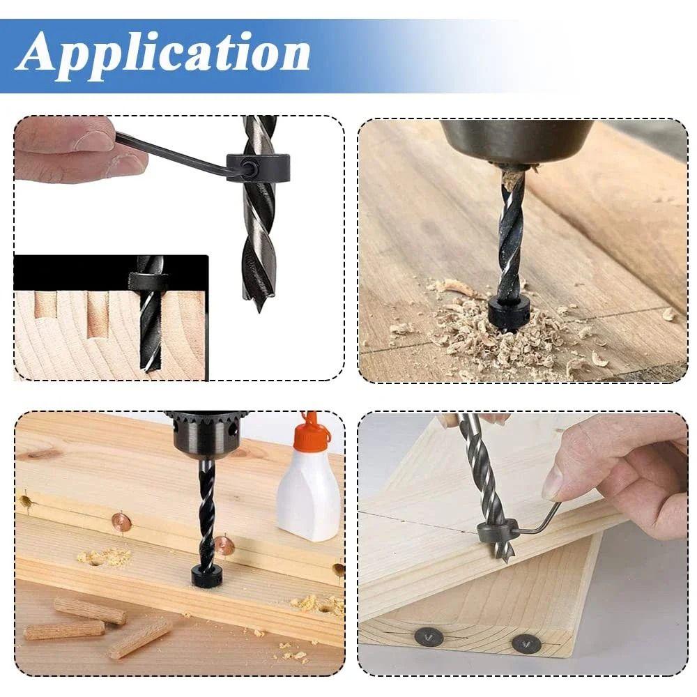 with Hex Wrench Drill Stoper Collar Set 3-16mm Drill Stop Ring Bit Positioner  Woodwork Tools