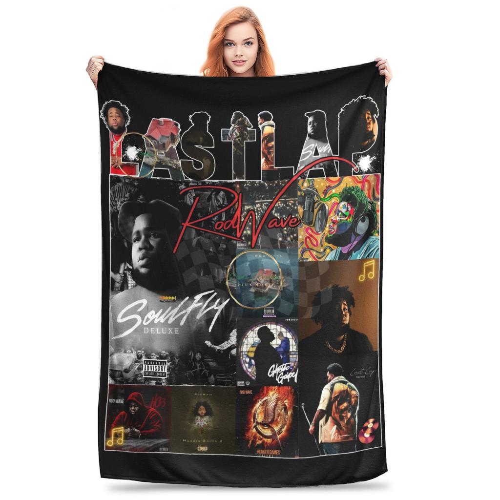 Rod Wave Hip Hop Rapper Blanket Cover Singer Last Lap Album Flannel Throw Blanket Portable Lightweight Multi-function Thin Quilt