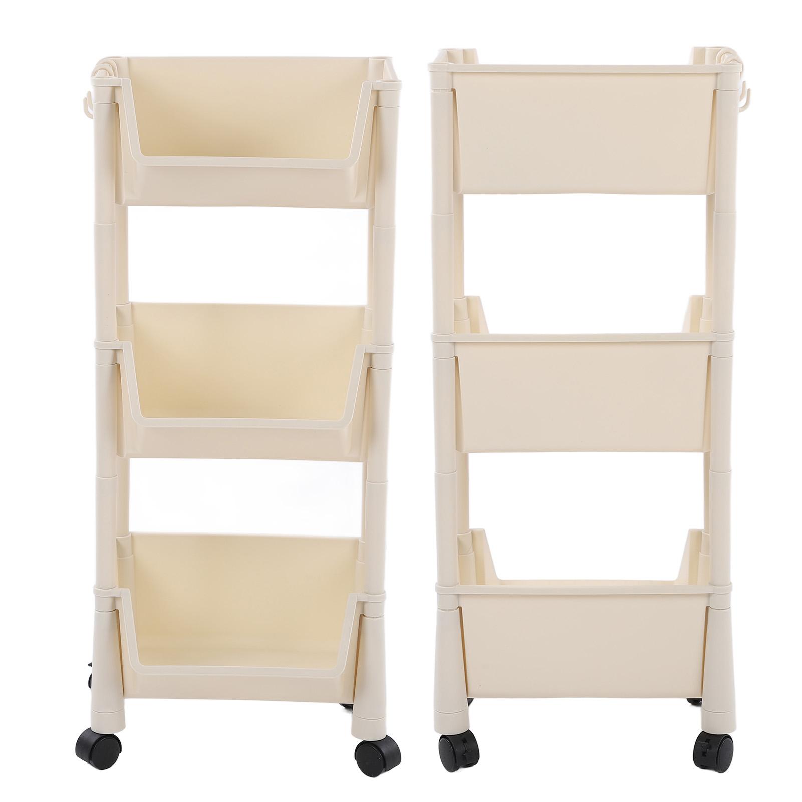 

Compact Rolling Storage Large Capacity Mobile Utility Cart Movable Storage Book Shelves with Lockable Wheels