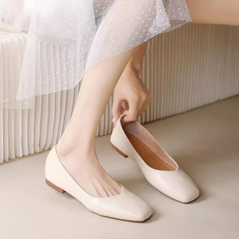 Lan Cabinet grandma shoes women's flat bottom spring and summer 2025 new shallow single shoes Doudou shoes gentle wind not tired feet women's shoes