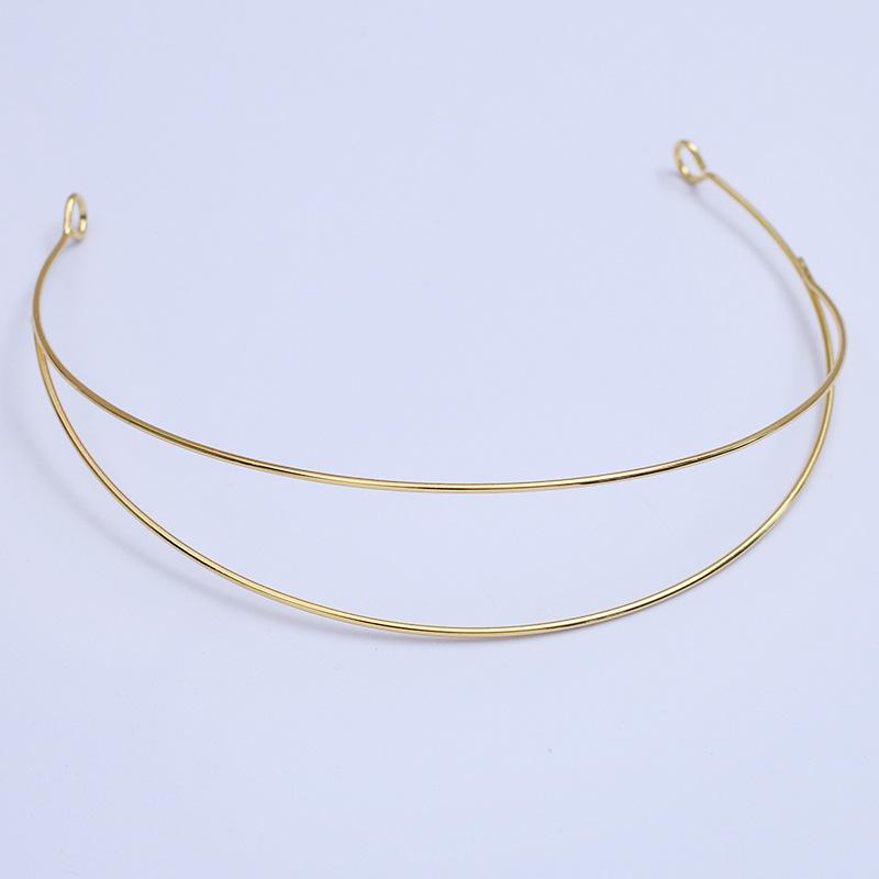 3pcs Metal Hairband Two-line Bride Crown Headdress Gold Silver Hairwear Head Hair Bands Base Setting Jewelry Components Wedding