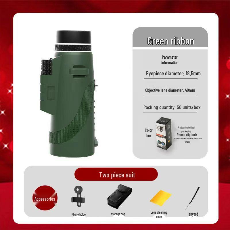 High-Definition Outdoor Monocular Telescope with Phone Photography for Concerts
