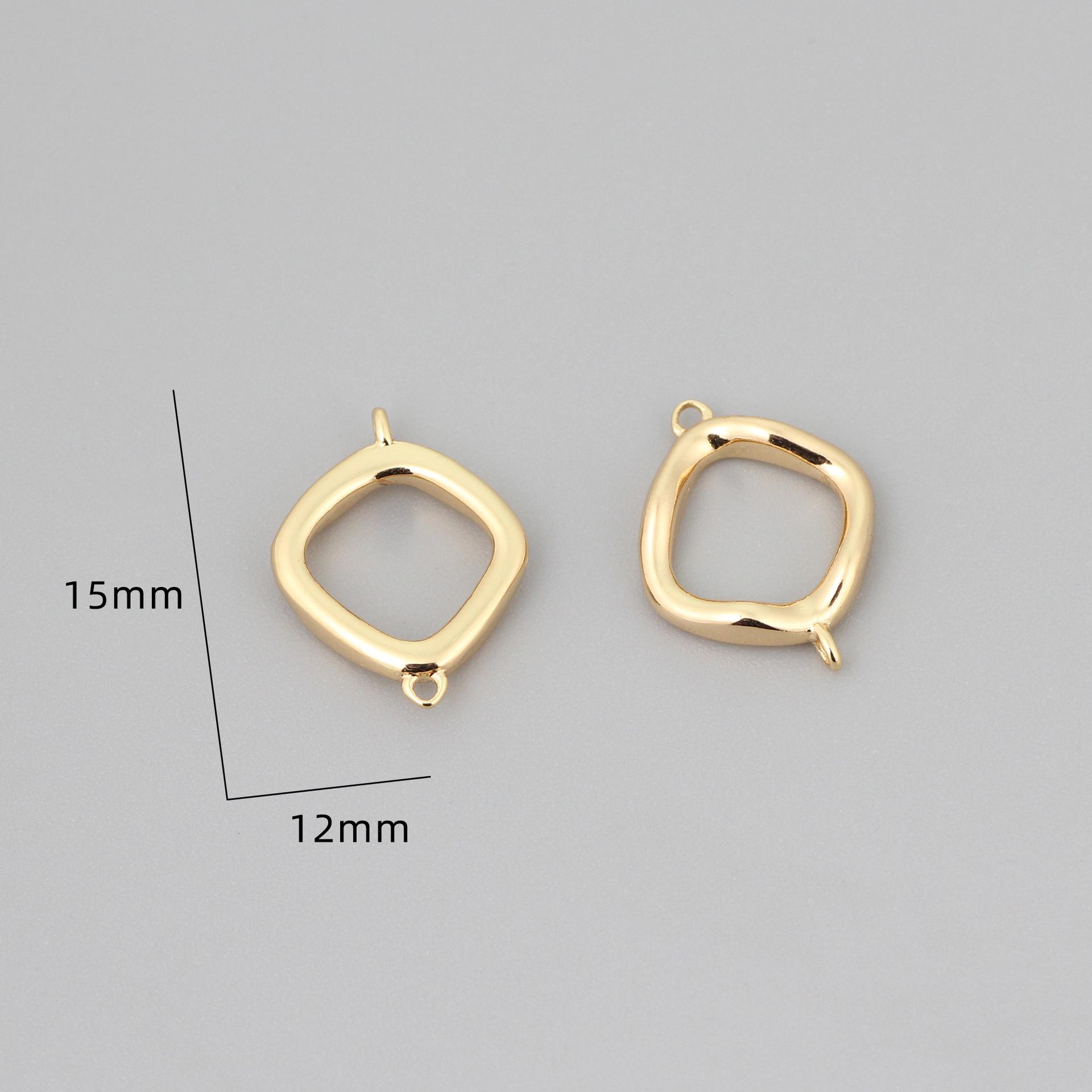 14K Gold Filled Colorfast Square Ring Double Hanging Jewelry DIY Accessories