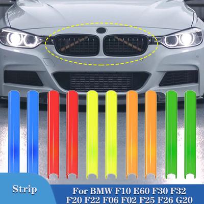 2 Pièces Bandes Décoratives de Calandre Avant Couvercle Cadre Autocollants Pour BMW F10 E60 F30 F32 F20 F22 F06 F02 F25 F26 G20 Série 1 2 3 4 5 6 7