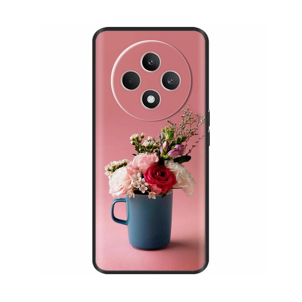 Für Oppo Reno12 F Hülle CPH2687 Cover Niedliches Liebesherz Weiche Schwarze Silikon Schutzhüllen für Reno 12F Reno12F 5G 2024 Fundas