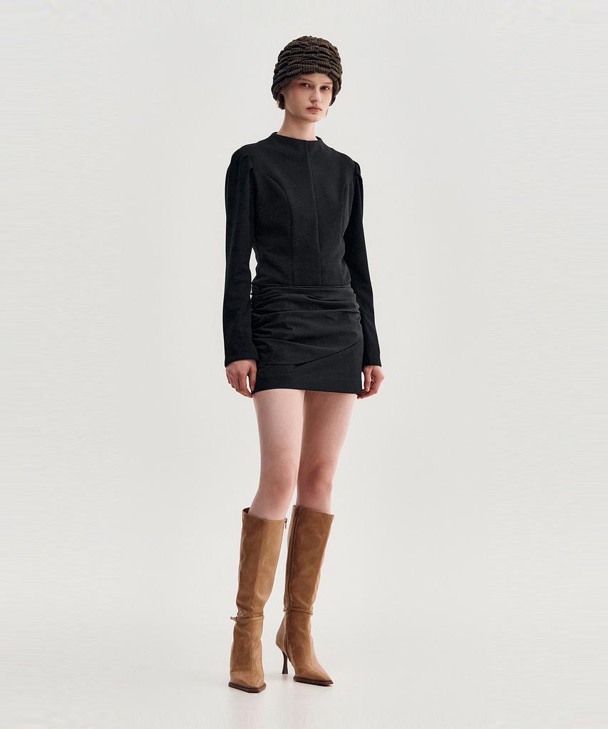 Kimjisu Drape Layered Mini Dress _ Black