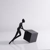 Black Cast Iron, Metal Figure Sculptures, Abstract Geometric Block Figures, Desktop Figurines, Living Room Decorative Ornaments
