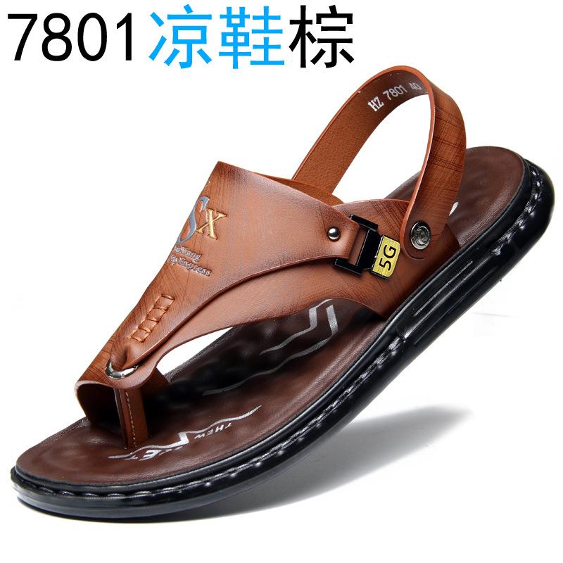 Men's Sandals Men's Summer New Men's Casual Beach Shoes Leather Breathable Slippers Thick-soled Shoes Tide Man Shoes
