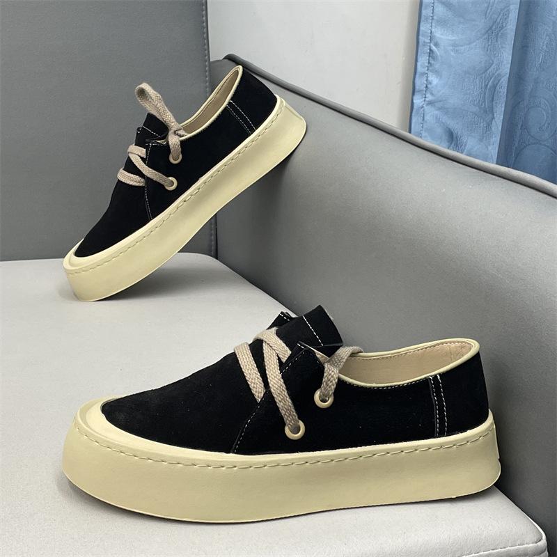 Обувь осень новая кожаная на толстой подошве туфли однотонные ленивые спортивные досуг cr 38