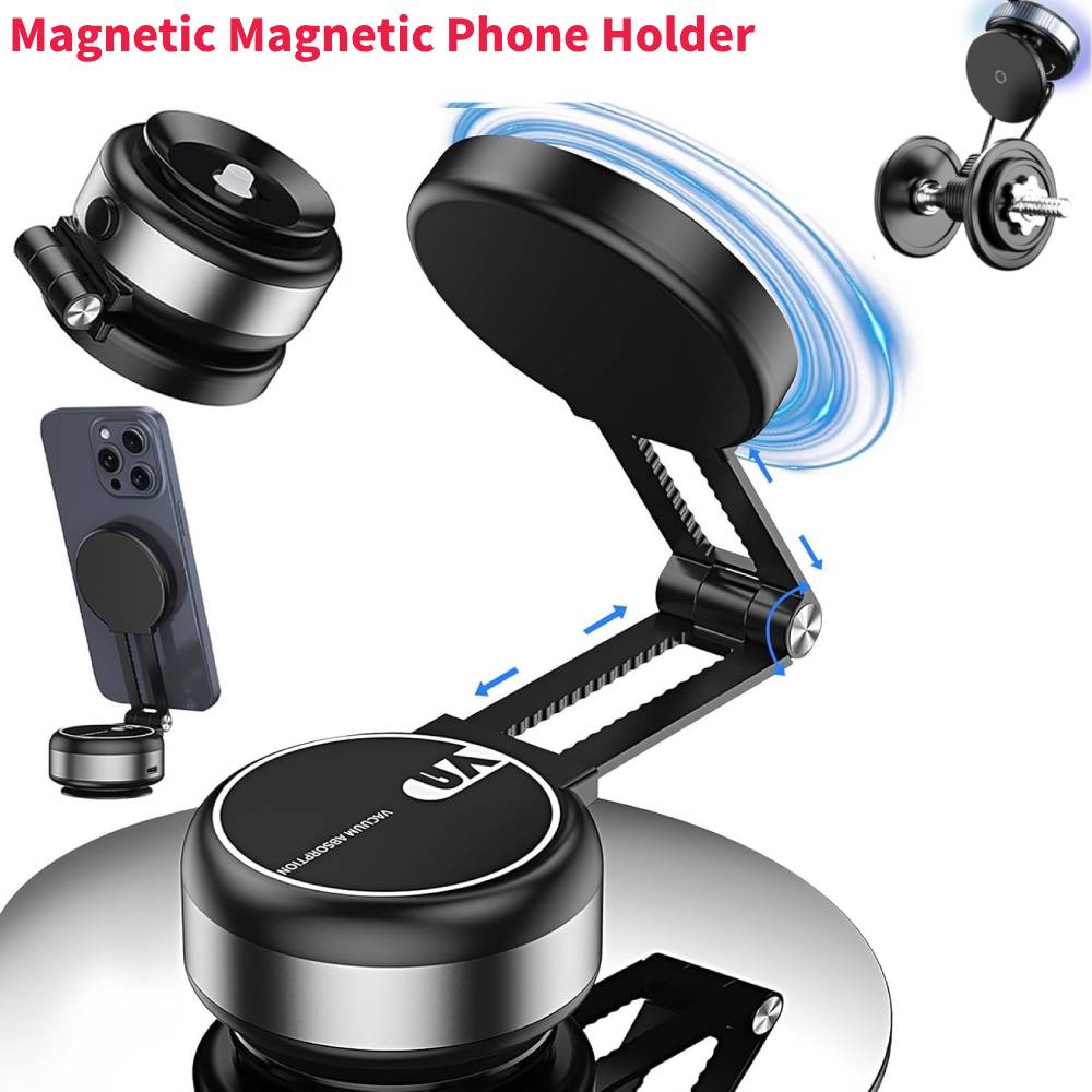 NEW Car Mount Vacuum Magnetic Phone Holder Foldable Strong Suction Stand For Cell Phone For iphone 12 13 14 15 16 Live Streaming