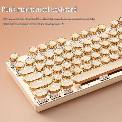 BOW Hangshi G9 Retro Punk Luminous Wired Mechanical Keyboard with Electroplated Knob and Detachable Keycap & Keyline Separation