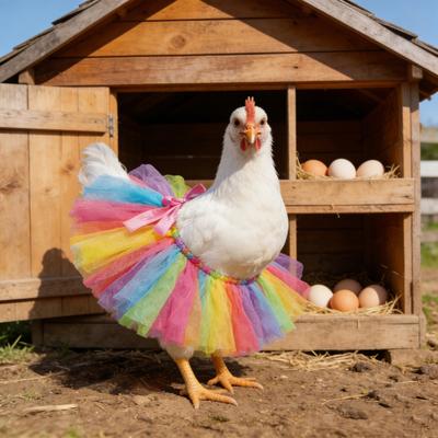 Chicken Tutu Skirt Rainbow Pet Skirt Gauze Tutu Skirt with Ribbon Ties for Your Hens Ducks Geese Small Dogs Holiday Outfit