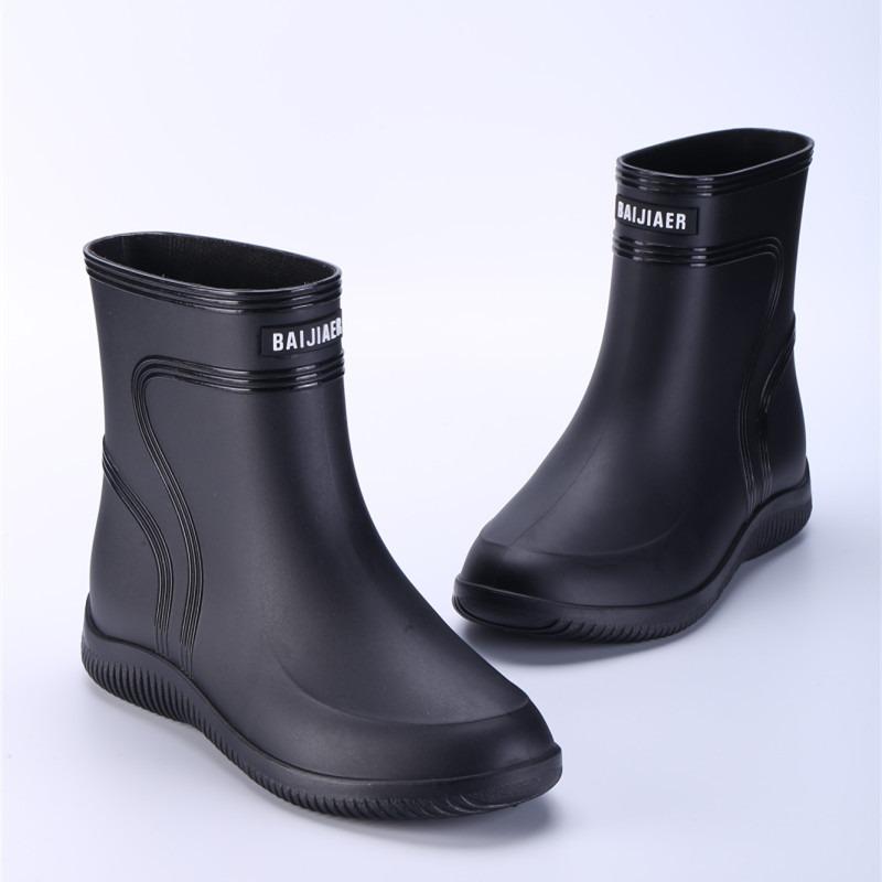 Waterproof shoes men's and women's rain shoes fashionable medium tube thickened warm rubber shoes work non-slip fishing kitchen rain boots