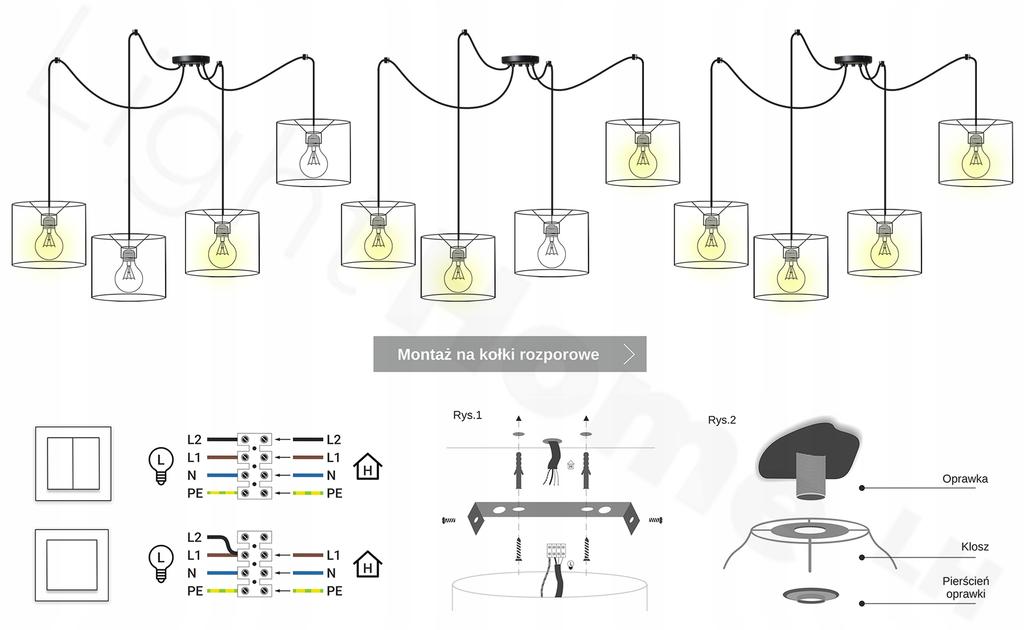 Hanging Lamp, Ceiling Chandelier, Lampshade, Boho Juta