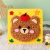 3Pcs Cartoon Animal Doll Embroidery Kit DIY Handmade Beginner Kids Adults Yarn Cat Rabbit Bear Craft Sewing Kit Toddlers Educational Weaving Toy
