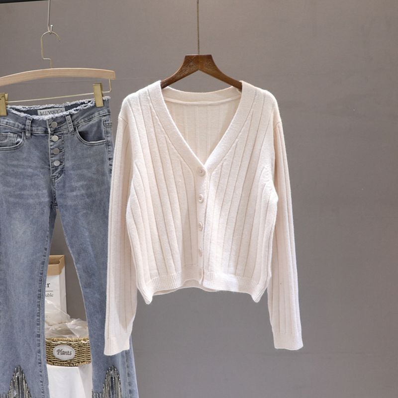 V-neck Loose and Short Cardigan Coat V-neck Loose Short Cardigan Coat Women