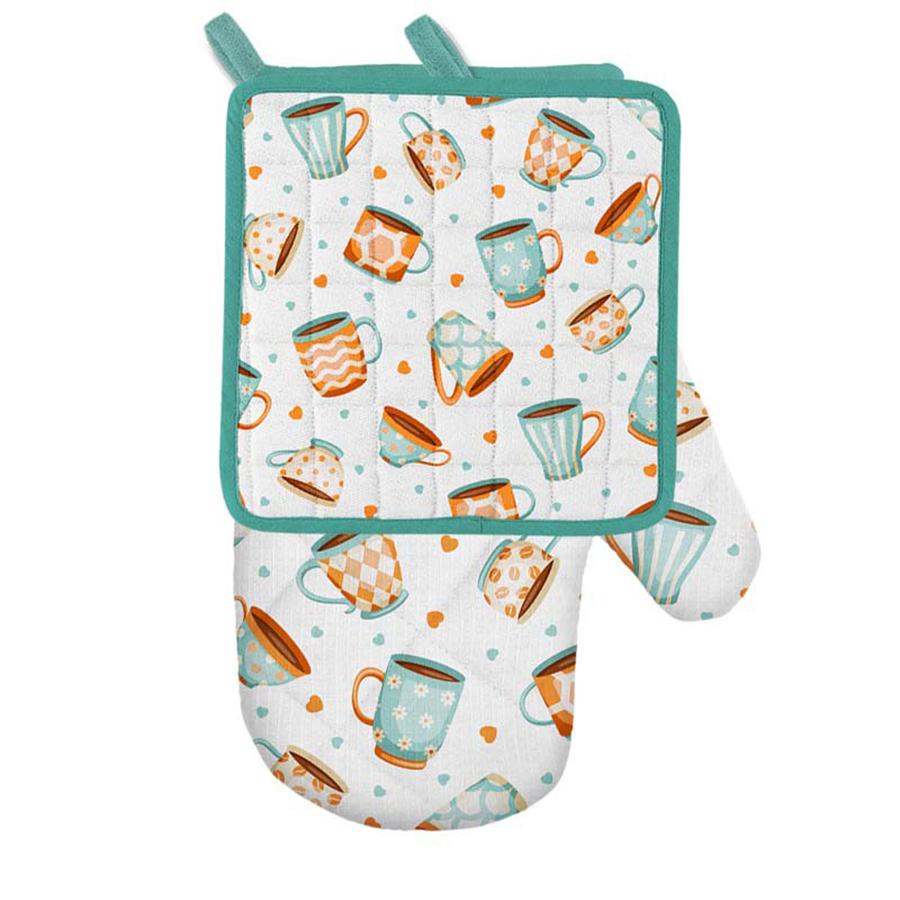 Oven Mitts Gloves and Pot Holders Cute Printed Pattern Heat Resistant Kitchen Glove Hot Pads for Kitchen Cooking Baking Grilling