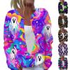Women's Halloween Print Long Sleeve Knit Cardigan Button Down Coat