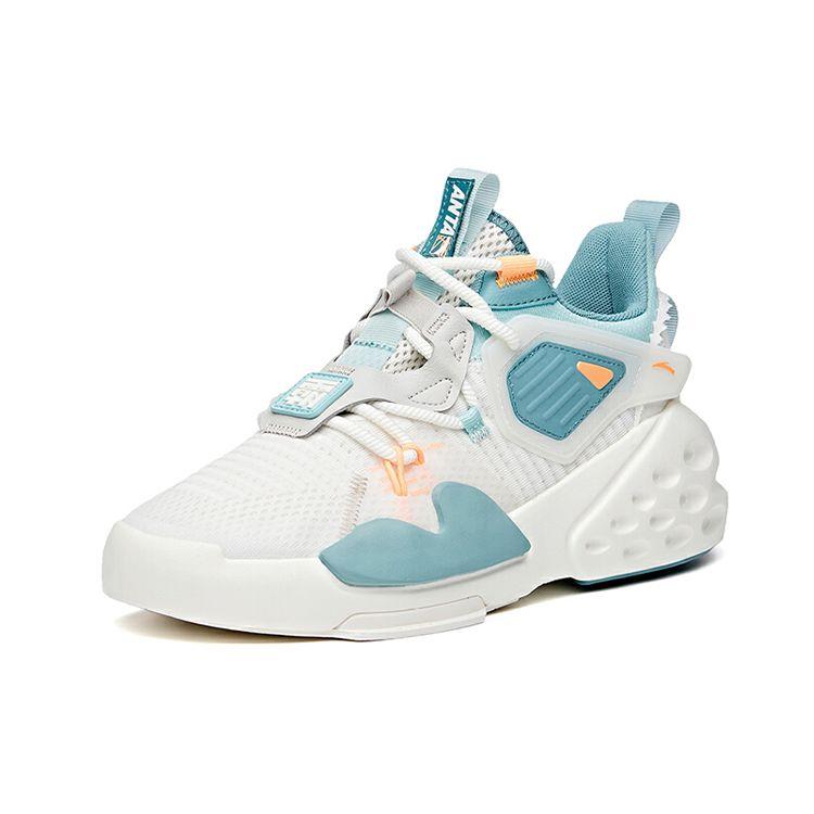 Anta Dominator Non-Slip Lightweight Mid-Top Sneakers Men Sneakers White Blue Green 112128084-4