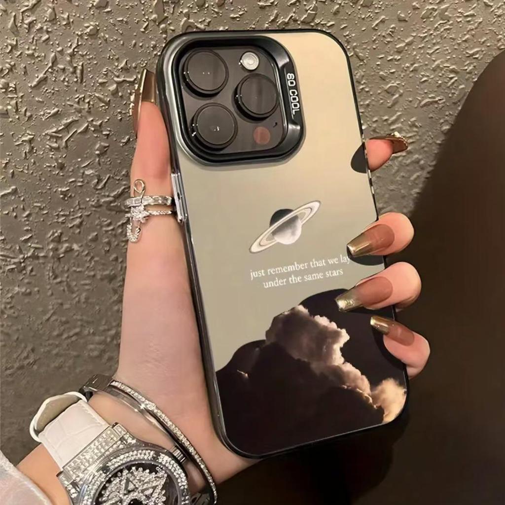 Silver Planet Shell Phone Case for Apple 15/16/17 Pro and 11/12/13/14 Pro Max Models