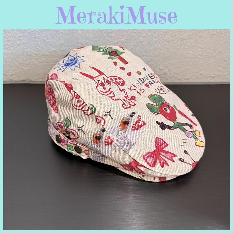 Beret Doodle Stylish With Sun Protection And Airy Fabric For Spring Summer Wear
