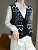 100% Wool Women's Collarless Sleeveless Outdoor Vest Top with Cashmere