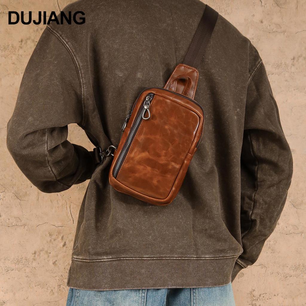 Men's Genuine Leather Retro Crossbody Chest Bag