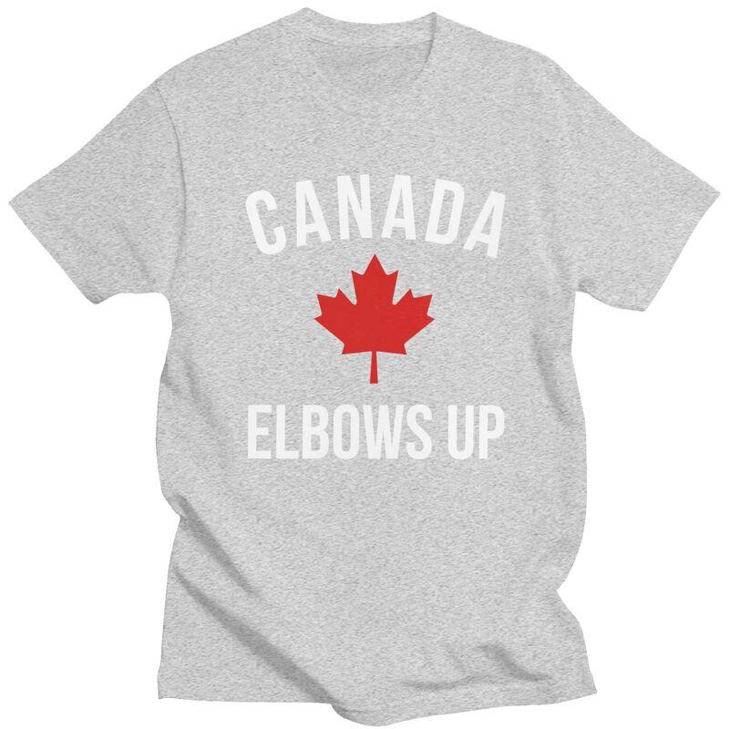 Custom Cool Elbows Up Canada Maple T Shirt Men Pure Cotton Tshirt Leisure Tee Tops Fashion Tshirts