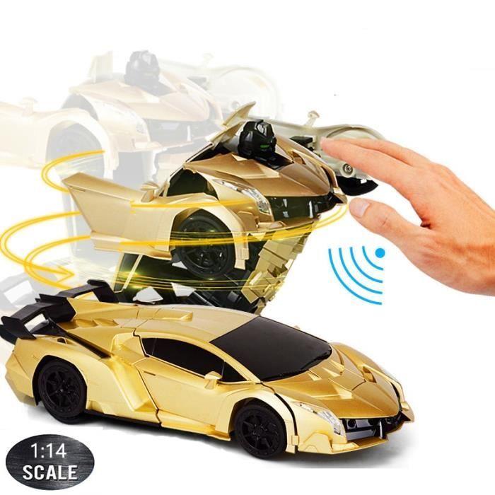 24CM ohne Musik D - Ferngesteuertes Auto Spielzeug für Kinder, Induktions-Transformationsroboter, Det