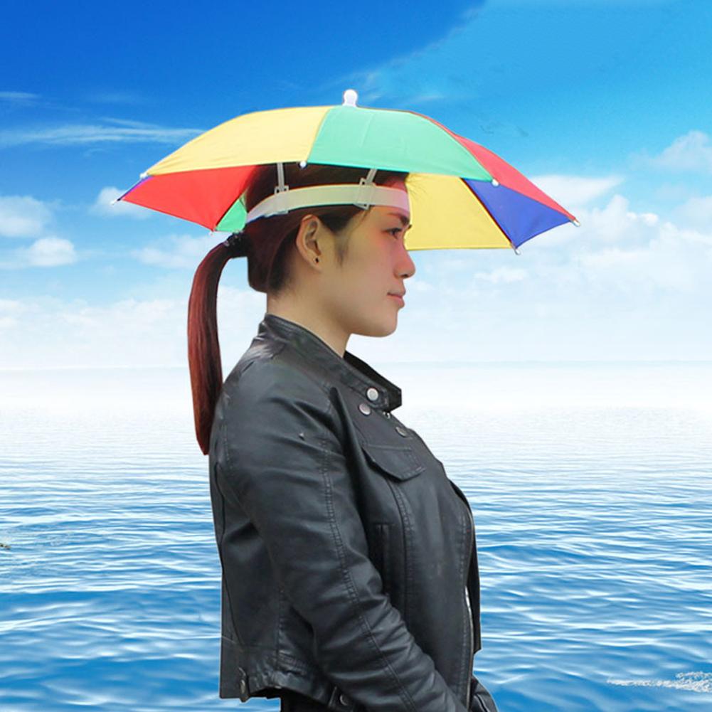 Foldable Head Anti-UV Outdoor Umbrella Hat Anti-Rain Fishing Caps Portable Travel Hiking Beach Fish Tackle Rain Gear