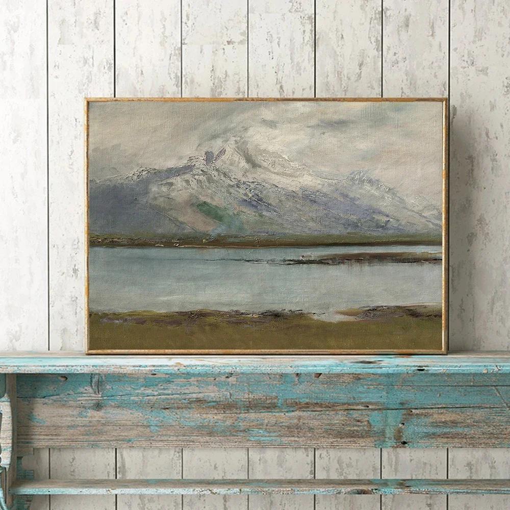 Vintage Rustic Country Horse Mountain Forest Lakescape Art Posters Canvas Painting Wall Prints Pictures for Farmhouse Home Decor