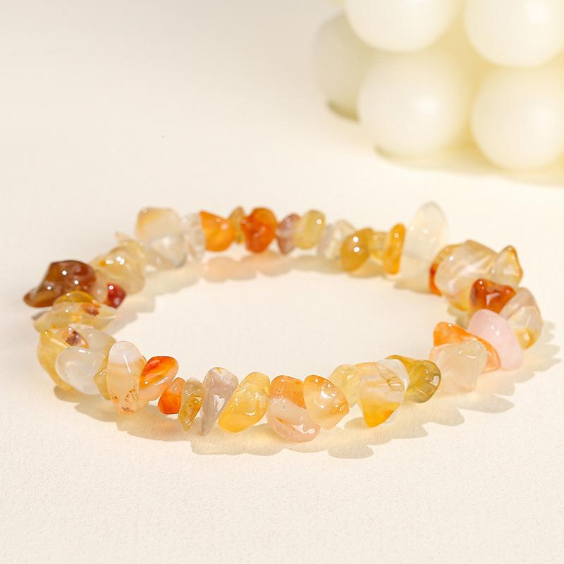 Natural Crystal Agate, Colorful Crushed Stone, Elastic Bracelet, Irregular, European and American Jewelry