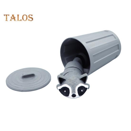 3D-gedrucktes Waschbär-Ornament, flexibles, bewegliches Waschbär-Spielzeug, Mini-Waschbär in der Mülltonne, für Tiersammler, Kindergeschenk