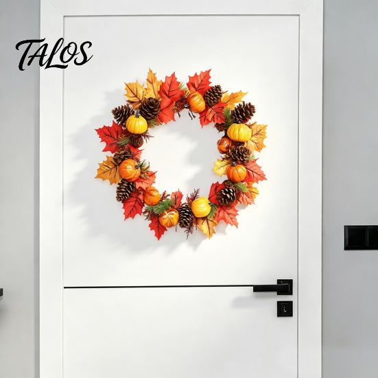 Reusable Autumn Window Decors Thanksgiving Day Wall Sticker, Pumpkin/Pinecone/Leaf Print Garland Shape Non Adhesive Fall Stickers Waterproof