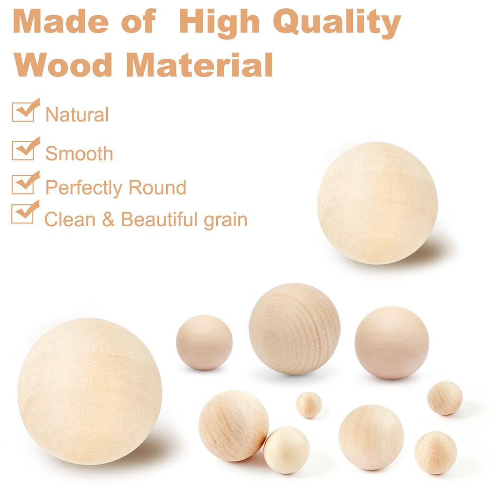 1-50Pcs Wood Ball Dia 6mm-75mm Wooden Primary Color Solids Round Wooden Ball Decoration DIY Home Painted Parts