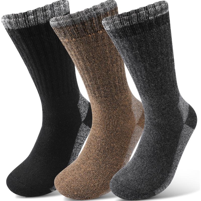 

3 Pairs Super Thick Winter Marino Wool Socks Cold-resistant Men Mid Calf Boots Socks Plush Thermal Snow Terry Socks One Size