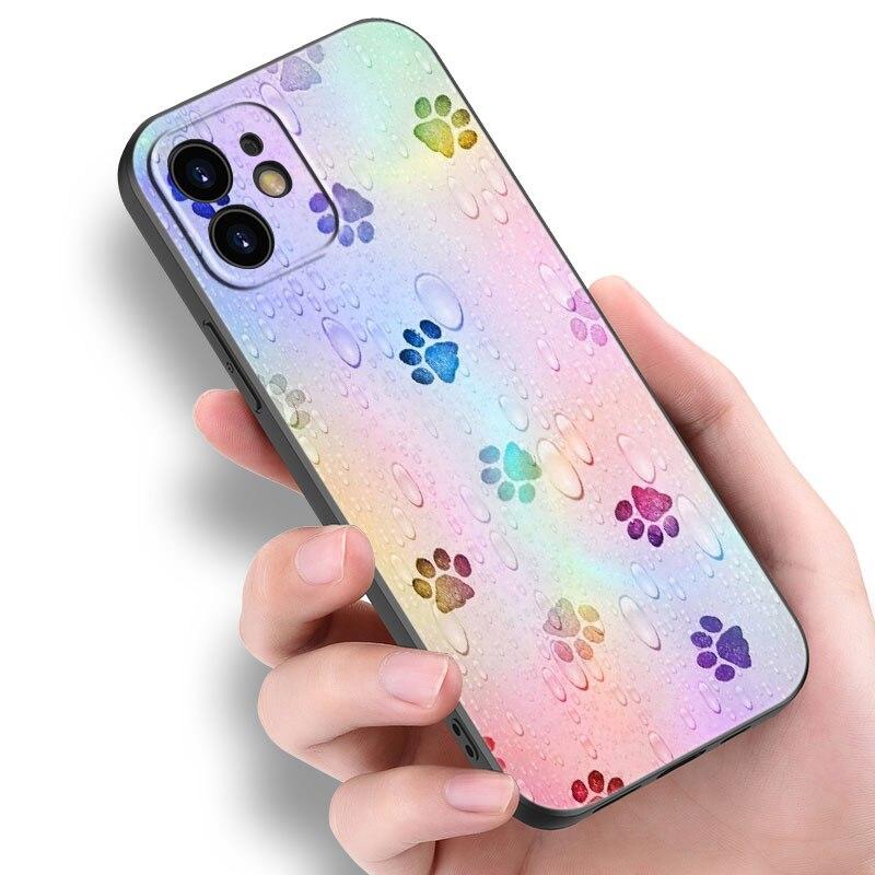 Beste Freunde Hundepfote Handyhülle für Apple iPhone 14 13 12 Mini 11 Pro Max 7 8 XR X XS 7 8 Plus SE 2020 2022 Schwarze Hülle