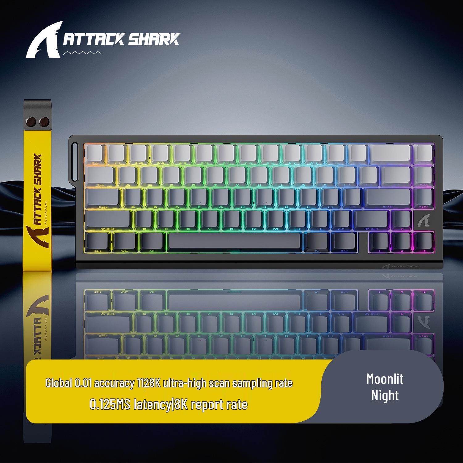 

Дротова механічна ігрова клавіатура Attack Shark X68HE з RGB-підсвічуванням: Магнітна вісь, Гравіювання бічної поверхні контуру, Регульований хід клавіш, Низька затримка.