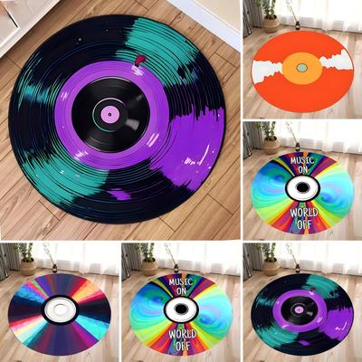 Record Printed Round Carpet Non Slip Circle Floor Rugs Children Bedroom Decor Home Living Room Sofa Coffee Table Washable Mat