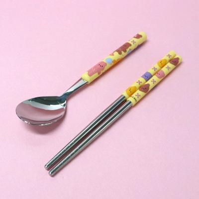 Leburn Cotton Bear Vacuum Spoon + Chopsticks Set, Mixed Colors