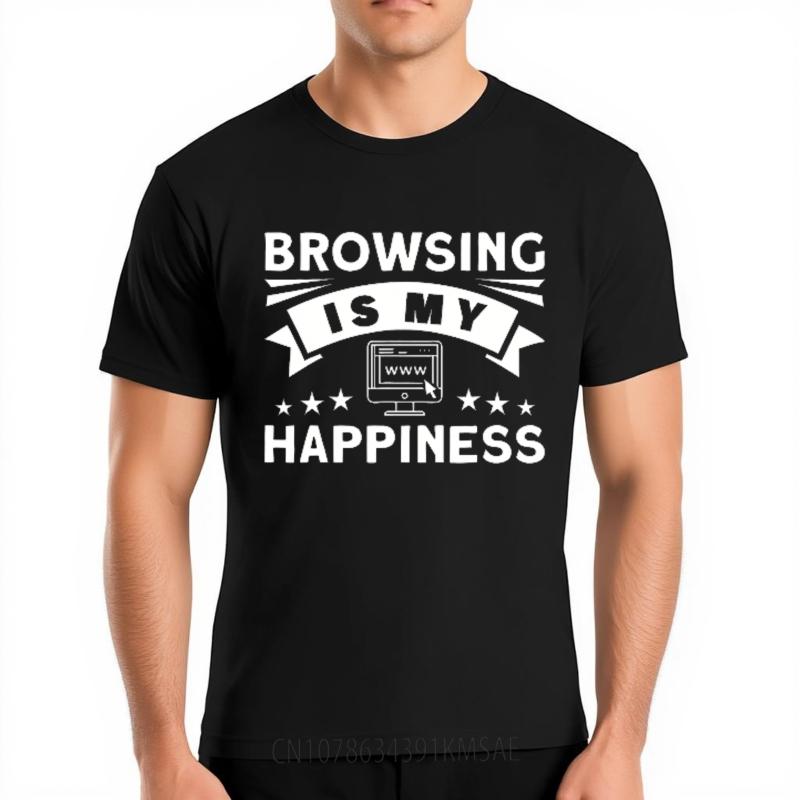 Relaxed Fit Tshirt Solid Color For her short sleeve t shirt Brand Browsing Is My Happiness Comfort For him tees Unisex Tshirt