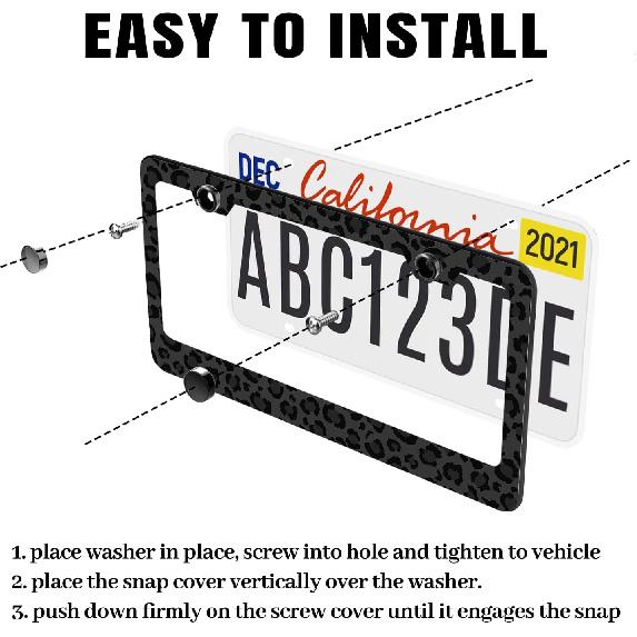 Black Leopard Print License Plate Frame Cheetah Animal Print License Plate Holder For Car Accessories For Car Decor Fits Standard Us Vehicles Size 12