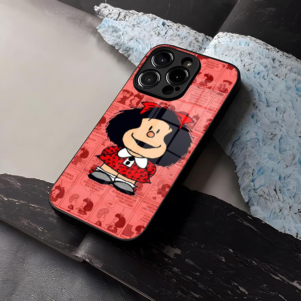 Mafalda Cartoon Phone Case Tempered Glass For IPhone 16 17 13 14 12 15 11 Pro Max Plus Mini X XR SE2020 Coque